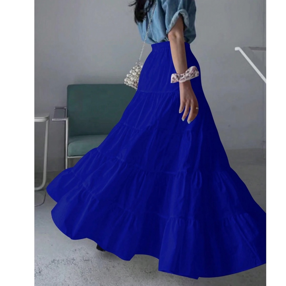 NWOT Boho Solid High Waist Stretchy waist maxi Skirt